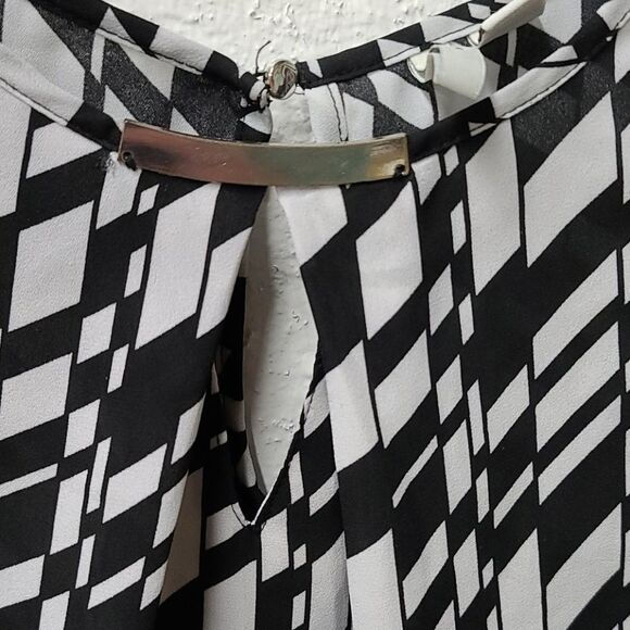 Cato lg slve button up  blk&white blouse - Picture 5 of 15